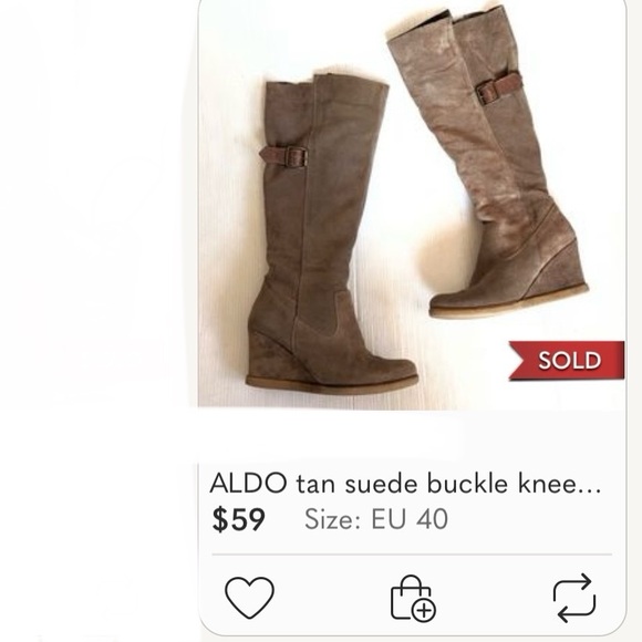 ALDO 7 Tall Knee Pull on boots low heel suede strap & buckle detail pre-LOVED - Picture 15 of 15